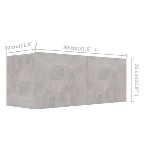 3-dijelni set TV ormarića siva boja betona konstruirano drvo - Beton siva 3 80 cm Cijena