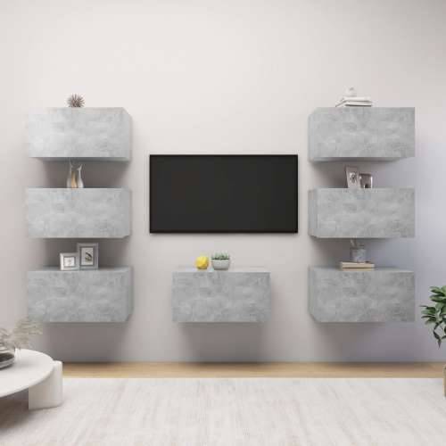 TV ormarići 7 kom boja betona 30,5x30x60 cm konstruirano drvo - Beton siva 7 Cijena