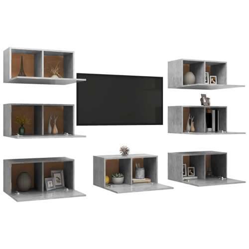 TV ormarići 7 kom boja betona 30,5x30x60 cm konstruirano drvo - Beton siva 7 Cijena