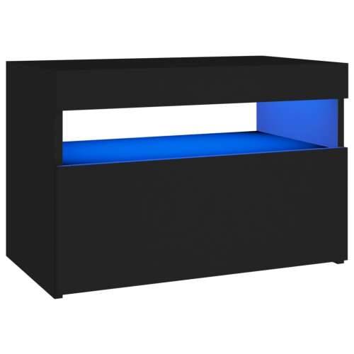 Noćni ormarić LED svjetla visoki sjaj crni 60 x 35 x 40 cm drvo - Crna 1 Cijena