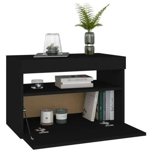 Noćni ormarić LED svjetla visoki sjaj crni 60 x 35 x 40 cm drvo - Crna 1 Cijena