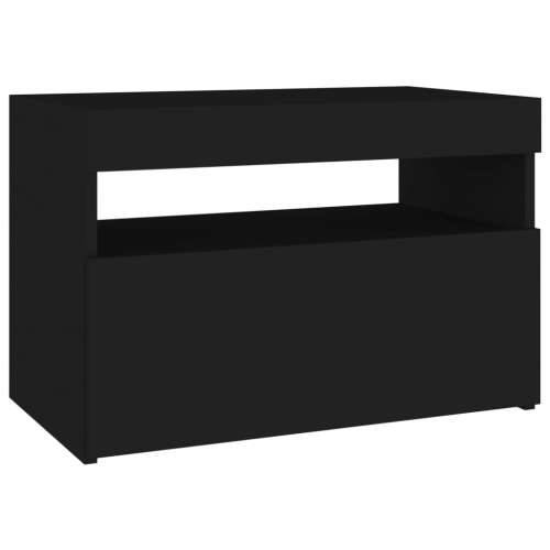 Noćni ormarić LED svjetla visoki sjaj crni 60 x 35 x 40 cm drvo - Crna 1 Cijena