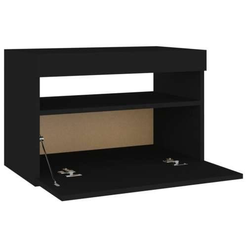 Noćni ormarić LED svjetla visoki sjaj crni 60 x 35 x 40 cm drvo - Crna 1 Cijena