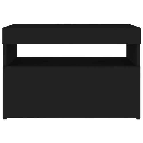 Noćni ormarić LED svjetla visoki sjaj crni 60 x 35 x 40 cm drvo - Crna 1 Cijena