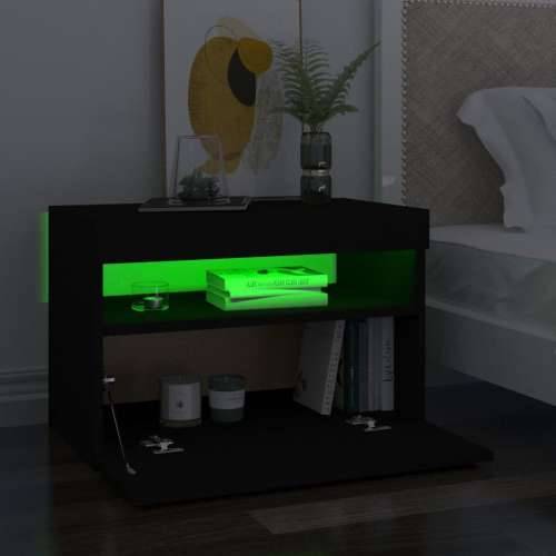 Noćni ormarić LED visoki sjaj crni 2 kom 60 x 35 x 40 cm drveni - Crna 2 Cijena