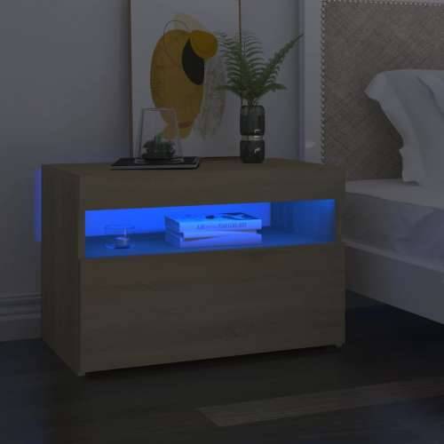 Noćni ormarić LED boja hrasta sonome 60 x 35 x 40 cm drveni - sonoma hrast 1 Cijena