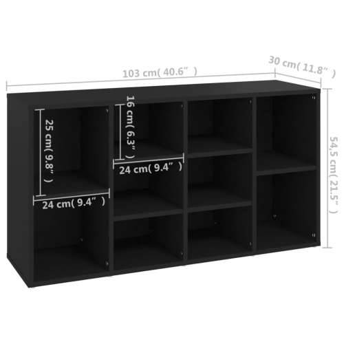 Klupa za cipele crna 103 x 30 x 54,5 cm od konstruiranog drva - Crna 1 Cijena