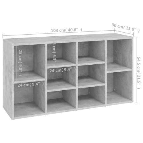 Klupa za cipele boja betona 103x30x54,5 cm konstruirano drvo - Beton siva 1 Cijena