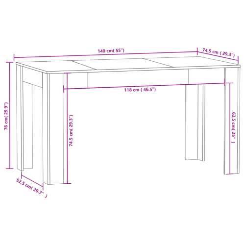 Blagovaonski stol bijeli 140 x 74,5 x 76 cm konstruirano drvo - Bijela 1 Cijena