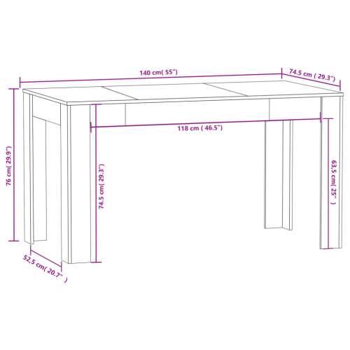Blagovaonski stol boja hrasta sonome 140 x 74,5 x 76 cm iverica - sonoma hrast 1 Cijena