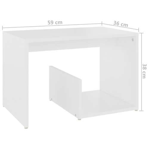 Bočni stolić bijeli 59 x 36 x 38 cm od konstruiranog drva - Bijela 1 Cijena
