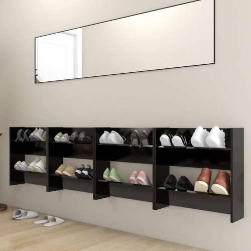 Zidni ormarići za cipele 4 kom crni 60 x 18 x 60 cm drveni - Crna 4 60 cm 1 Cijena