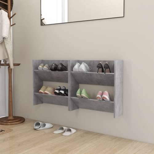 Zidni ormarići za cipele 2 kom boja betona 60x18x60 cm drveni - Beton siva 2 60 cm 1 Cijena