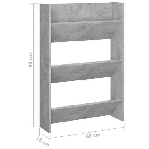 Zidni ormarić za cipele siva boja betona 60 x 18 x 90 cm drveni - Beton siva 1 90 cm 60 cm Cijena