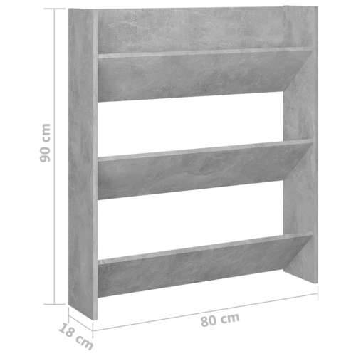 Zidni ormarić za cipele siva boja betona 80 x 18 x 90 cm drveni - Beton siva 1 90 cm 80 cm Cijena
