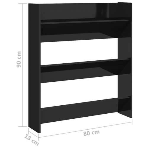 Zidni ormarić za cipele visoki sjaj crni 80 x 18 x 90 cm drveni - visoko sjajno crna 1 90 cm 80 cm Cijena