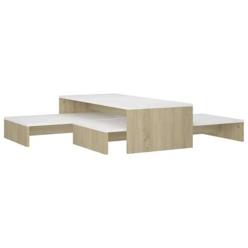 Set uklapajućih stolića za kavu bijeli/hrast 100x100x26,5 cm - Bijela i boja hrasta sonome 1 Cijena