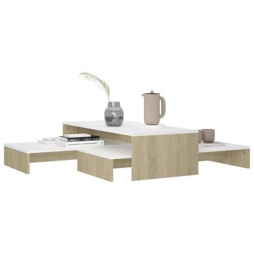 Set uklapajućih stolića za kavu bijeli/hrast 100x100x26,5 cm - Bijela i boja hrasta sonome 1 Cijena