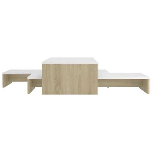 Set uklapajućih stolića za kavu bijeli/hrast 100x100x26,5 cm - Bijela i boja hrasta sonome 1 Cijena