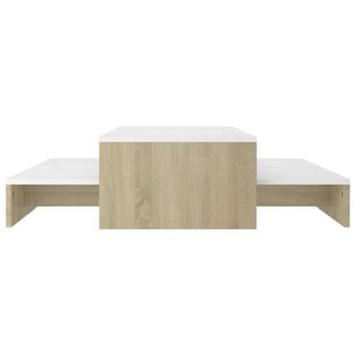Set uklapajućih stolića za kavu bijeli/hrast 100x100x26,5 cm - Bijela i boja hrasta sonome 1 Cijena