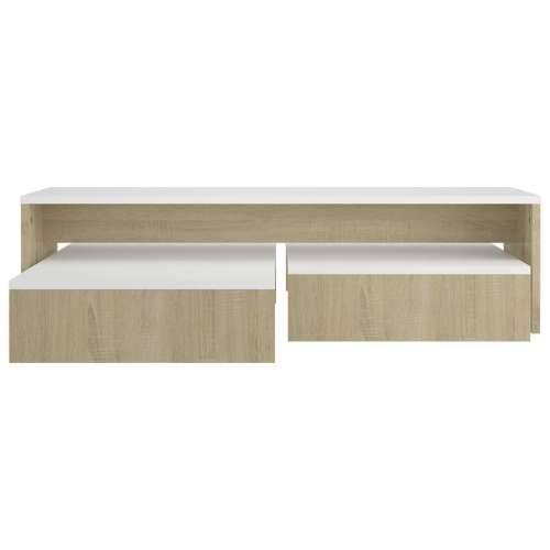 Set uklapajućih stolića za kavu bijeli/hrast 100x100x26,5 cm - Bijela i boja hrasta sonome 1 Cijena