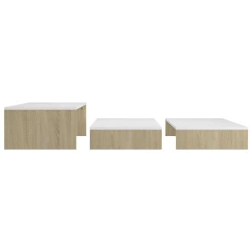 Set uklapajućih stolića za kavu bijeli/hrast 100x100x26,5 cm - Bijela i boja hrasta sonome 1 Cijena
