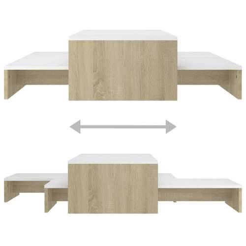 Set uklapajućih stolića za kavu bijeli/hrast 100x100x26,5 cm - Bijela i boja hrasta sonome 1 Cijena