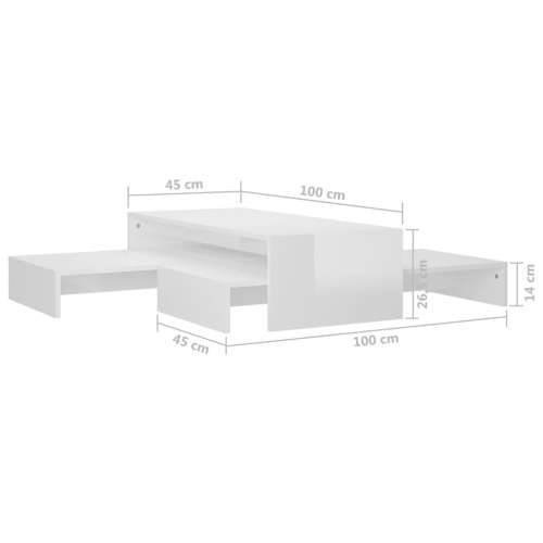 Set uklapajućih stolića za kavu sjajni bijeli 100x100x26,5 cm - Visoko sjajno bijela 1 Cijena