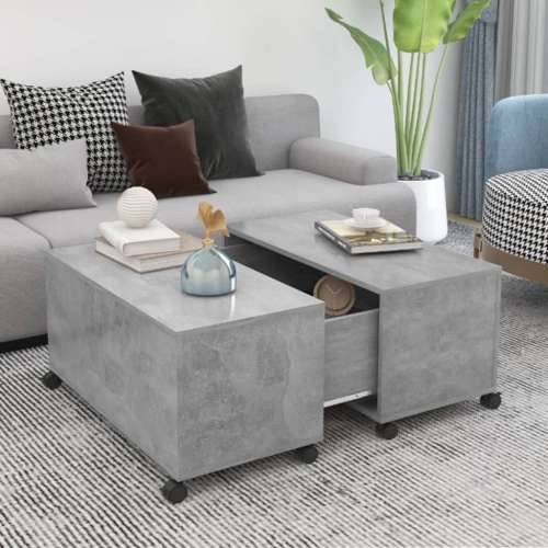 Stolić za kavu siva boja betona 75 x 75 x 38 cm od iverice - Beton siva 1 Cijena