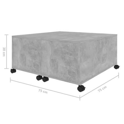 Stolić za kavu siva boja betona 75 x 75 x 38 cm od iverice - Beton siva 1 Cijena