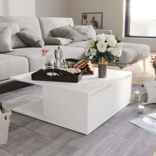 Stolić za kavu bijeli 80 x 80 x 31 cm od konstruiranog drva - Bijela 1 Cijena