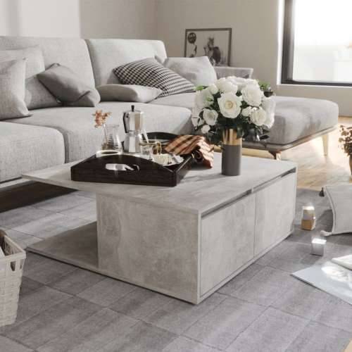 Stolić za kavu siva boja betona 80 x 80 x 31 cm od iverice - Beton siva 1 Cijena