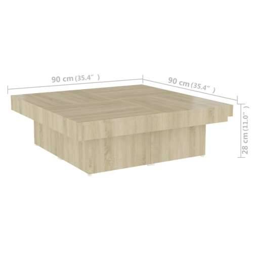 Stolić za kavu boja hrasta sonome 90 x 90 x 28 cm od iverice - sonoma hrast 1 Cijena