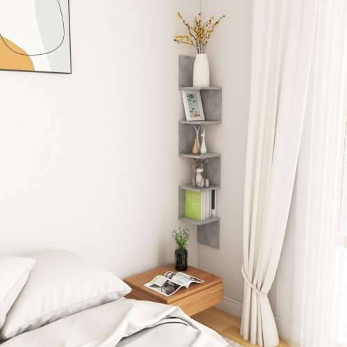 Zidne kutne police siva boja betona 20 x 20 x 127,5 cm drvene - Beton siva 20 x 20 x 127.5 cm 1 Cijena