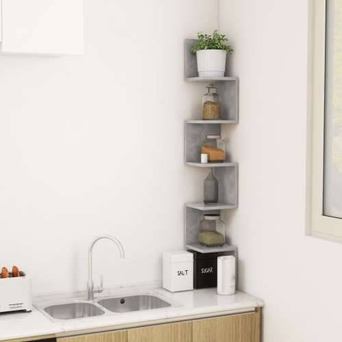 Zidne kutne police siva boja betona 20 x 20 x 127,5 cm drvene - Beton siva 20 x 20 x 127.5 cm 1 Cijena