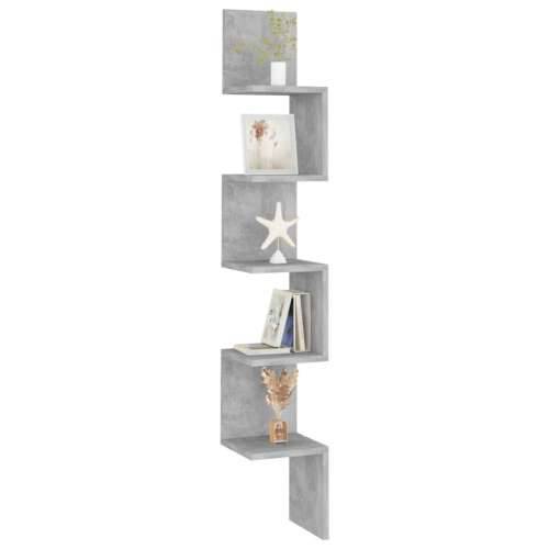 Zidne kutne police siva boja betona 20 x 20 x 127,5 cm drvene - Beton siva 20 x 20 x 127.5 cm 1 Cijena