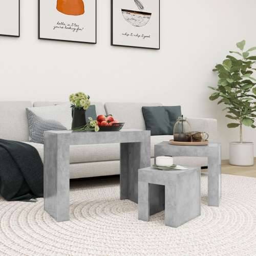 Uklapajući stolići za kavu 3 kom siva boja betona od iverice Cijena