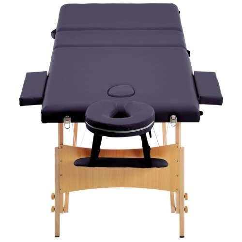 Sklopivi masažni stol s 3 zone drveni ljubičasti Cijena