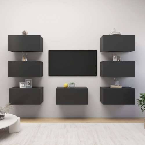 TV ormarići 7 kom sivi 30,5 x 30 x 60 cm od konstruiranog drva - Siva 7 Cijena