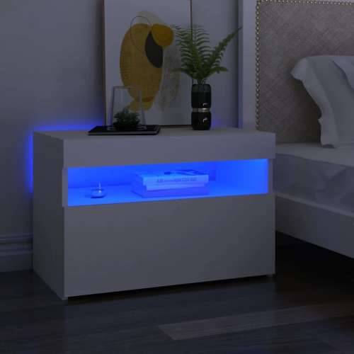 Noćni ormarić LED visoki sjaj bijeli 2 kom 60 x 35 x 40 cm drvo - Bijela 2 Cijena