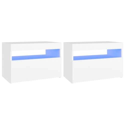 Noćni ormarić LED visoki sjaj bijeli 2 kom 60 x 35 x 40 cm drvo - Bijela 2 Cijena