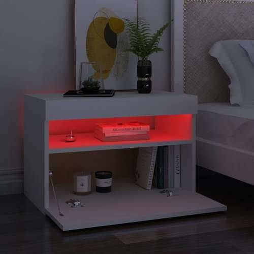 Noćni ormarić LED visoki sjaj bijeli 2 kom 60 x 35 x 40 cm drvo - Bijela 2 Cijena
