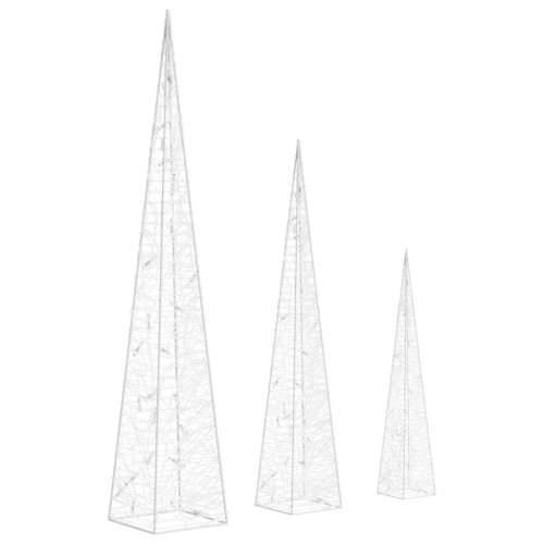 Set akrilnih ukrasnih LED stožaca hladno bijeli 30/45/60 cm - Hladna bijela 30/45/60 cm 1 s baterijom Cijena