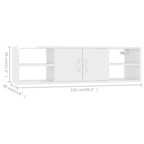 Zidna polica visoki sjaj bijela 102x30x29 cm konstruirano drvo - Visoko sjajno bijela 1 Cijena