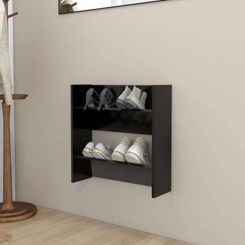 Zidni ormarić za cipele crni 60 x 18 x 60 cm konstruirano drvo - Crna 1 60 cm Cijena