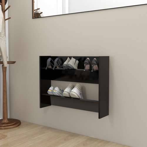 Zidni ormarić za cipele crni 80 x 18 x 60 cm konstruirano drvo - Crna 1 60 cm 80 cm Cijena