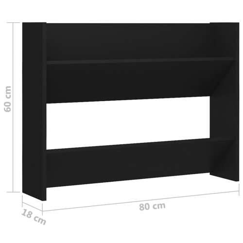 Zidni ormarić za cipele crni 80 x 18 x 60 cm konstruirano drvo - Crna 1 60 cm 80 cm Cijena