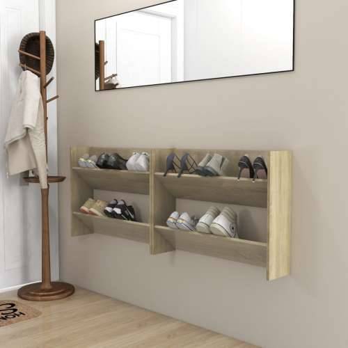 Zidni ormarići za cipele 2 kom boja hrasta 80x18x60 cm drveni - sonoma hrast 2 60 cm 80 cm Cijena
