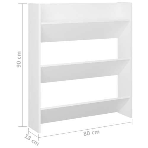 Zidni ormarić za cipele bijeli 80x18x90 cm konstruirano drvo - Bijela 1 90 cm 80 cm Cijena
