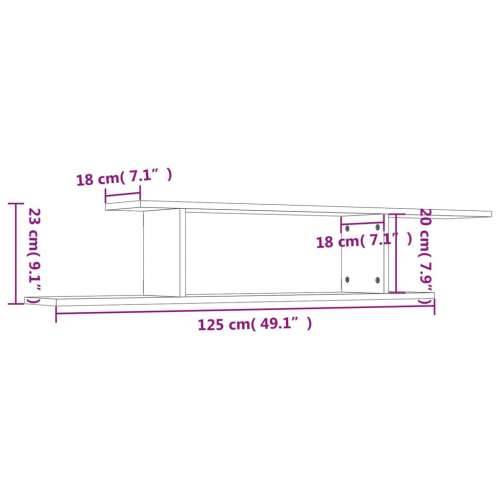 Zidna TV polica boja betona 125 x 18 x 23 cm konstruirano drvo - Beton siva 1 Cijena